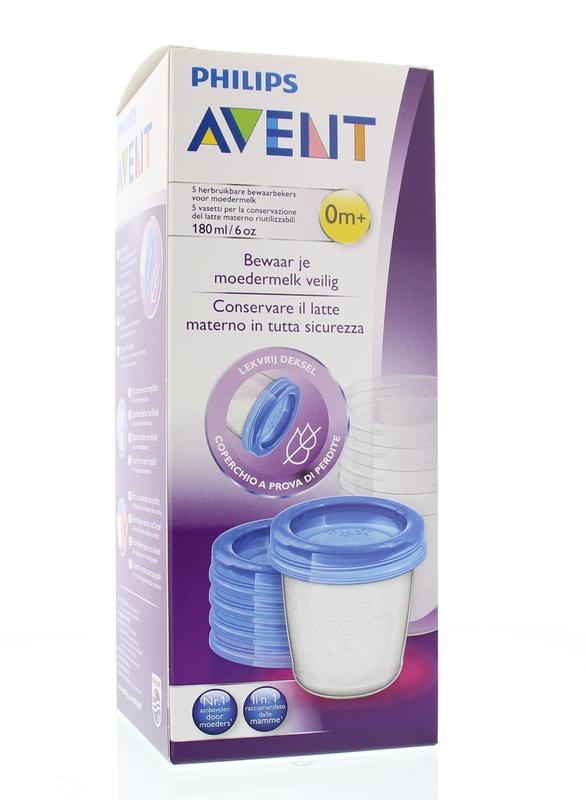 Avent Via voorraadbeker moedermelk 5 st + deksel (180 ml) Top Merken Winkel